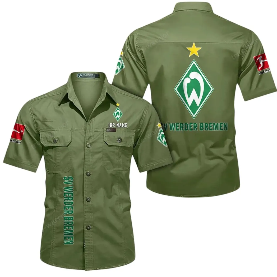 Werder Bremen Hemd mit kurzen Ärmeln, All-Over-Print Kurzarmhemd BDE11052625247 - Fruchtgrün