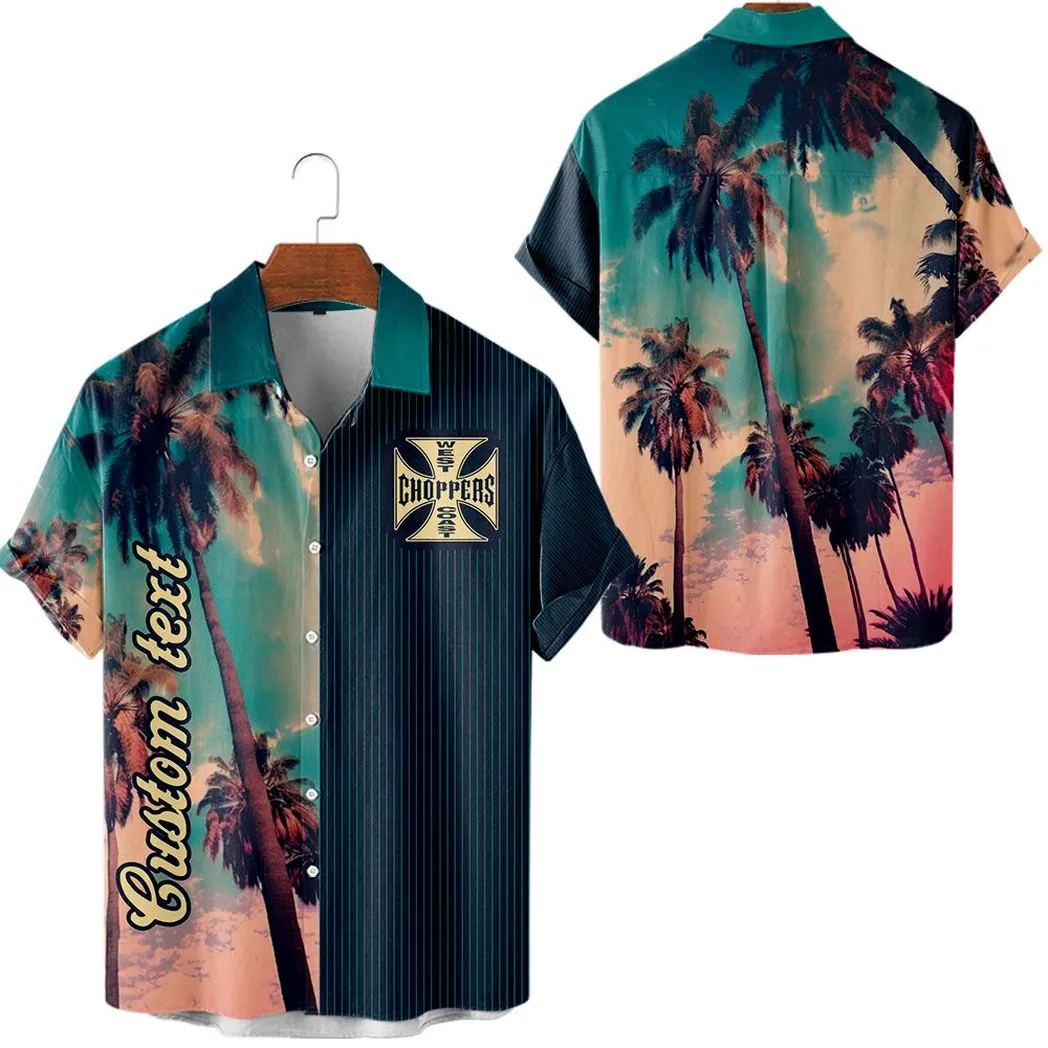 West Coast Choppers Vintage Hawaiihemd mit Palmen, Personalisiert Allover-Autodruck Hawaiian Shirt CAR431041625397