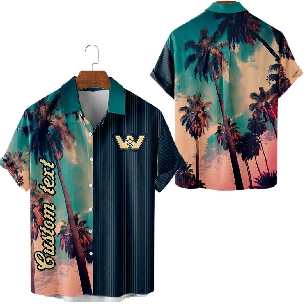 Wester Star Vintage Hawaiihemd mit Palmen, Personalisiert Allover-Autodruck Hawaiian Shirt CAR431041625396