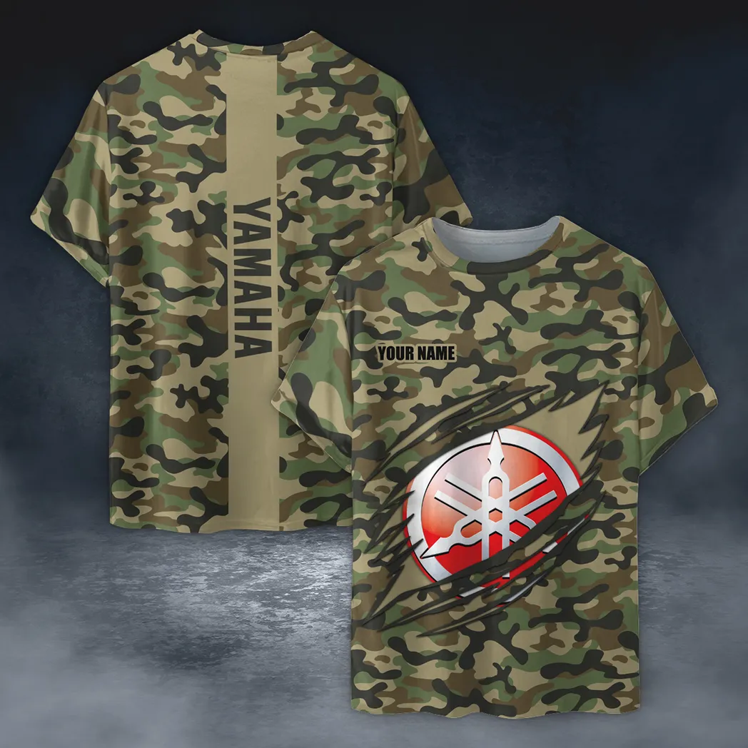 Yamaha T-Shirt im Camouflage-Stil, Oversized Hemd CAR210040825741