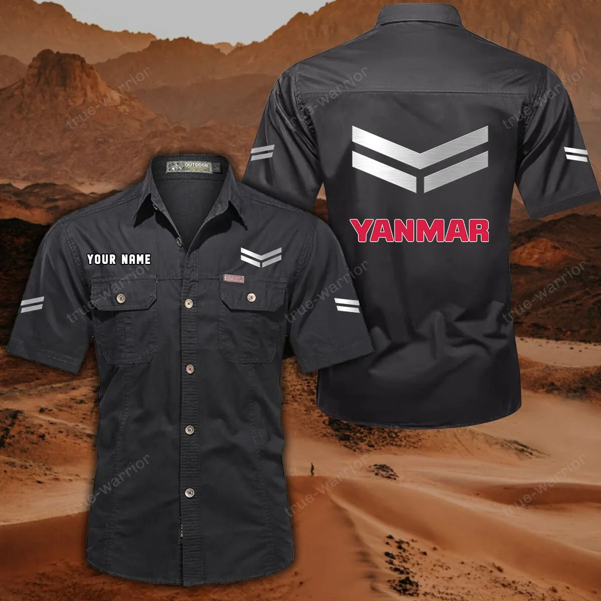yanmar hemd mit kurzen rmeln all over print kurzarmhemd car444052625946 schwarz hdsje