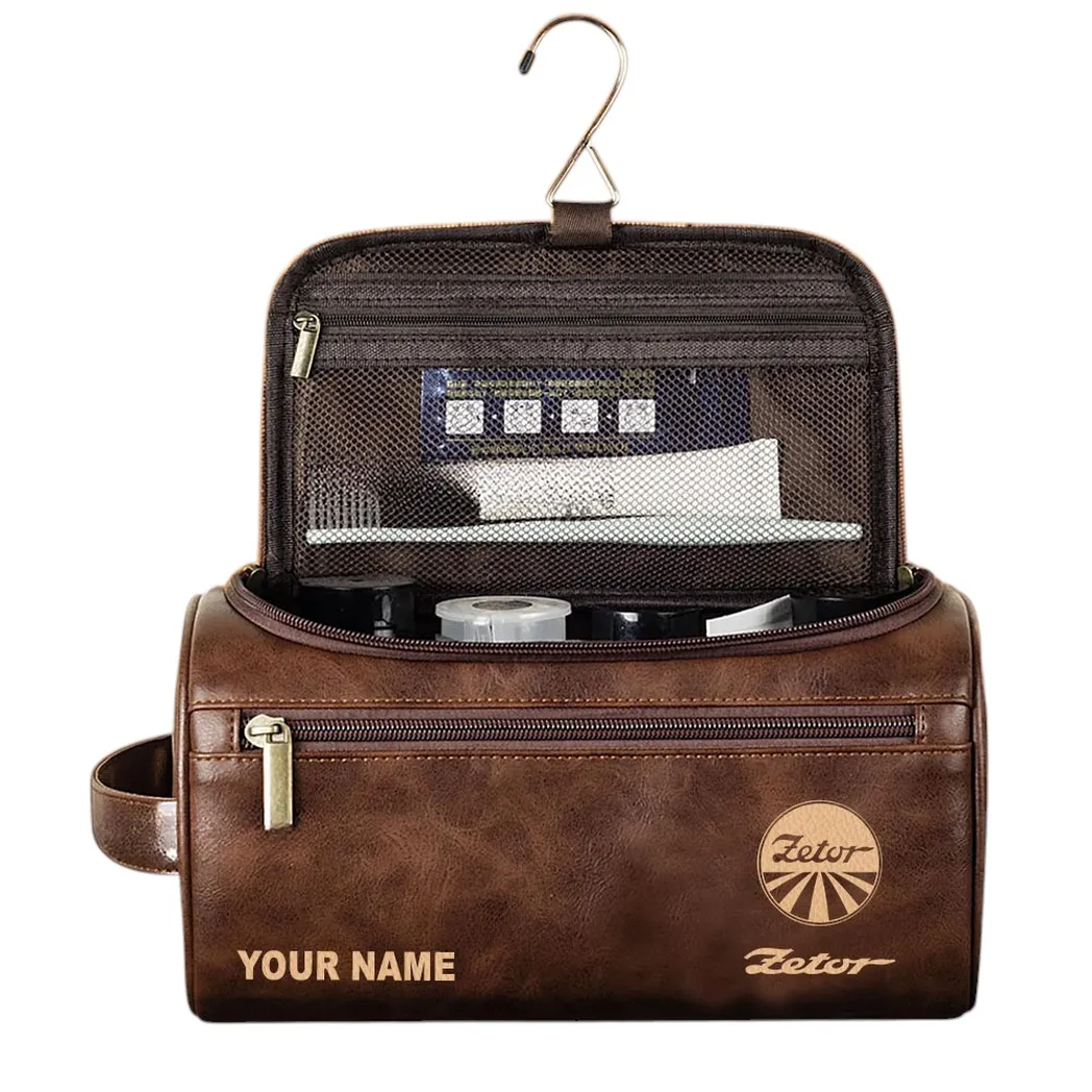 Zetor Ledertasche, Personalisierte Kulturtasche - Dunkelbraun CAR44205072515