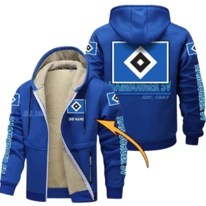 Hamburger SV Dicke Fleecejacke Herren, Fleecemantel mit Allover-Druck BDE74053125669 - Blau