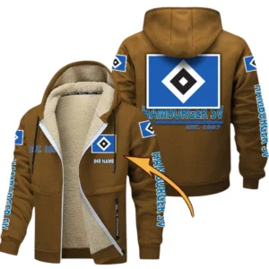 Hamburger SV Dicke Fleecejacke Herren, Fleecemantel mit Allover-Druck BDE74053125669 - Braun