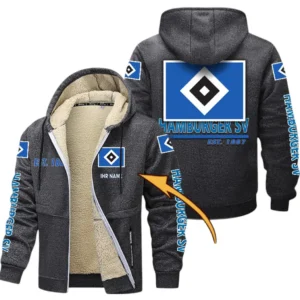 Hamburger SV Dicke Fleecejacke Herren, Fleecemantel mit Allover-Druck BDE74053125669 - Dunkelgrau