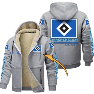 Hamburger SV Dicke Fleecejacke Herren, Fleecemantel mit Allover-Druck BDE74053125669 - Hellgrau