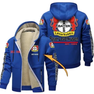 Bayer 04 Leverkusen Dicke Fleecejacke Herren, Fleecemantel mit Allover-Druck BDE74053125670 - Blau