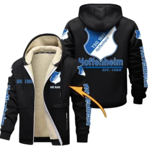 TSG Hoffenheim Dicke Fleecejacke Herren, Fleecemantel mit Allover-Druck BDE74053125675 - Schwarz