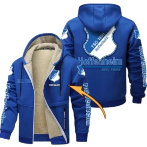 TSG Hoffenheim Dicke Fleecejacke Herren, Fleecemantel mit Allover-Druck BDE74053125675 - Blau