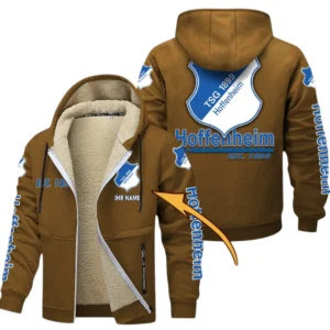 TSG Hoffenheim Dicke Fleecejacke Herren, Fleecemantel mit Allover-Druck BDE74053125675 - Braun