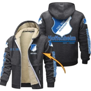 TSG Hoffenheim Dicke Fleecejacke Herren, Fleecemantel mit Allover-Druck BDE74053125675 - Dunkelgrau