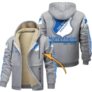 TSG Hoffenheim Dicke Fleecejacke Herren, Fleecemantel mit Allover-Druck BDE74053125675 - Hellgrau