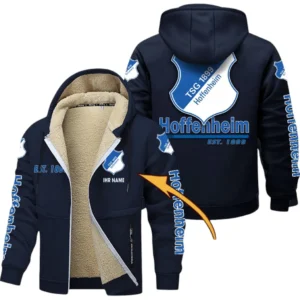 TSG Hoffenheim Dicke Fleecejacke Herren, Fleecemantel mit Allover-Druck BDE74053125675 - Marineblau