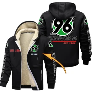 Hannover 96 Dicke Fleecejacke Herren, Fleecemantel mit Allover-Druck BDE74053125676 - Schwarz