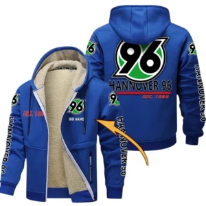 Hannover 96 Dicke Fleecejacke Herren, Fleecemantel mit Allover-Druck BDE74053125676 - Blau