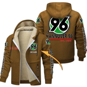Hannover 96 Dicke Fleecejacke Herren, Fleecemantel mit Allover-Druck BDE74053125676 - Braun