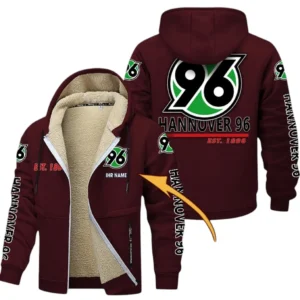 Hannover 96 Dicke Fleecejacke Herren, Fleecemantel mit Allover-Druck BDE74053125676 - Burgunderrot