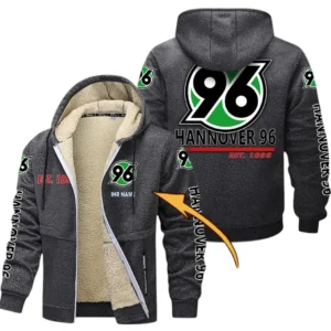 Hannover 96 Dicke Fleecejacke Herren, Fleecemantel mit Allover-Druck BDE74053125676 - Dunkelgrau