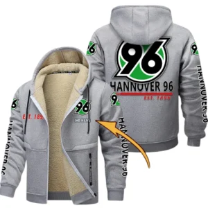 Hannover 96 Dicke Fleecejacke Herren, Fleecemantel mit Allover-Druck BDE74053125676 - Hellgrau
