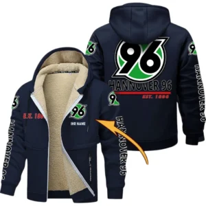 Hannover 96 Dicke Fleecejacke Herren, Fleecemantel mit Allover-Druck BDE74053125676 - Marineblau
