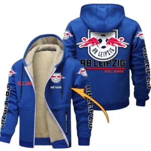 RB Leipzig Dicke Fleecejacke Herren, Fleecemantel mit Allover-Druck BDE74053125677 - Blau