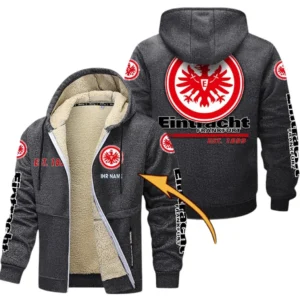Eintracht Frankfurt Dicke Fleecejacke Herren, Fleecemantel mit Allover-Druck BDE74053125679 - Dunkelgrau