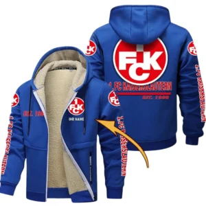 1. FC Kaiserslautern Dicke Fleecejacke Herren, Fleecemantel mit Allover-Druck BDE74053125685 - Blau