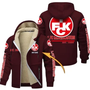 1. FC Kaiserslautern Dicke Fleecejacke Herren, Fleecemantel mit Allover-Druck BDE74053125685 - Burgunderrot