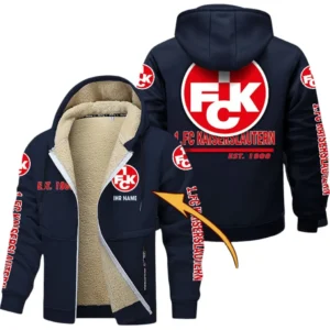 1. FC Kaiserslautern Dicke Fleecejacke Herren, Fleecemantel mit Allover-Druck BDE74053125685 - Marineblau
