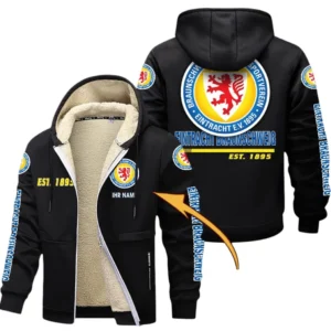 Eintracht Braunschweig Dicke Fleecejacke Herren, Fleecemantel mit Allover-Druck BDE74053125686 - Schwarz