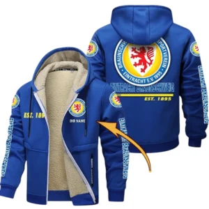 Eintracht Braunschweig Dicke Fleecejacke Herren, Fleecemantel mit Allover-Druck BDE74053125686 - Blau