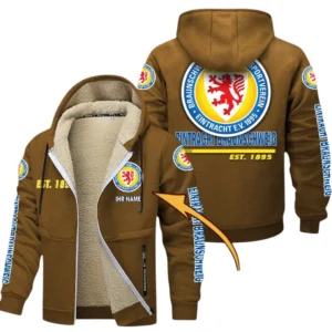Eintracht Braunschweig Dicke Fleecejacke Herren, Fleecemantel mit Allover-Druck BDE74053125686 - Braun