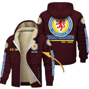 Eintracht Braunschweig Dicke Fleecejacke Herren, Fleecemantel mit Allover-Druck BDE74053125686 - Burgunderrot