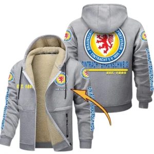 Eintracht Braunschweig Dicke Fleecejacke Herren, Fleecemantel mit Allover-Druck BDE74053125686 - Hellgrau
