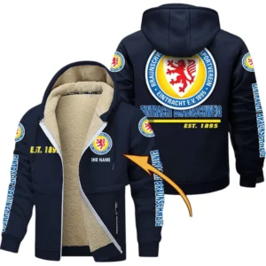 Eintracht Braunschweig Dicke Fleecejacke Herren, Fleecemantel mit Allover-Druck BDE74053125686 - Marineblau