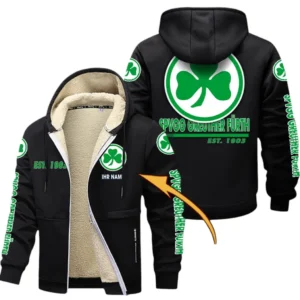 SpVgg Greuther Furth Dicke Fleecejacke Herren, Fleecemantel mit Allover-Druck BDE74053125688 - Schwarz