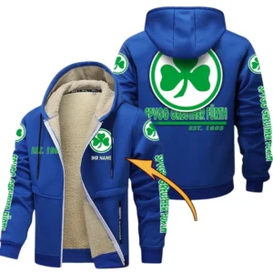 SpVgg Greuther Furth Dicke Fleecejacke Herren, Fleecemantel mit Allover-Druck BDE74053125688 - Blau
