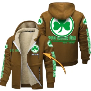 SpVgg Greuther Furth Dicke Fleecejacke Herren, Fleecemantel mit Allover-Druck BDE74053125688 - Braun