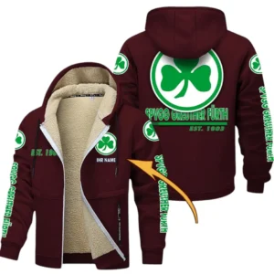 SpVgg Greuther Furth Dicke Fleecejacke Herren, Fleecemantel mit Allover-Druck BDE74053125688 - Burgunderrot