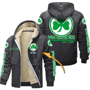 SpVgg Greuther Furth Dicke Fleecejacke Herren, Fleecemantel mit Allover-Druck BDE74053125688 - Dunkelgrau