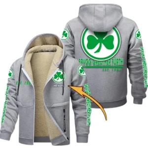 SpVgg Greuther Furth Dicke Fleecejacke Herren, Fleecemantel mit Allover-Druck BDE74053125688 - Hellgrau