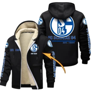 Schalke 04 Dicke Fleecejacke Herren, Fleecemantel mit Allover-Druck BDE74053125689 - Schwarz