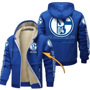 Schalke 04 Dicke Fleecejacke Herren, Fleecemantel mit Allover-Druck BDE74053125689 - Blau