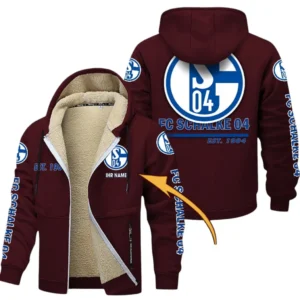 Schalke 04 Dicke Fleecejacke Herren, Fleecemantel mit Allover-Druck BDE74053125689 - Burgunderrot