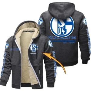 Schalke 04 Dicke Fleecejacke Herren, Fleecemantel mit Allover-Druck BDE74053125689 - Dunkelgrau