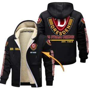 Dynamo Dresden Dicke Fleecejacke Herren, Fleecemantel mit Allover-Druck BDE74053125692 - Schwarz
