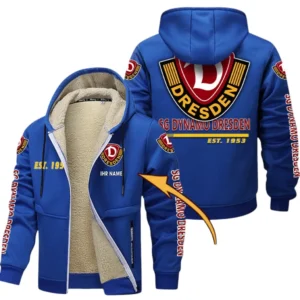 Dynamo Dresden Dicke Fleecejacke Herren, Fleecemantel mit Allover-Druck BDE74053125692 - Blau