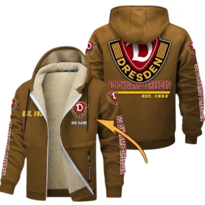 Dynamo Dresden Dicke Fleecejacke Herren, Fleecemantel mit Allover-Druck BDE74053125692 - Braun