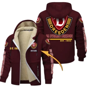 Dynamo Dresden Dicke Fleecejacke Herren, Fleecemantel mit Allover-Druck BDE74053125692 - Burgunderrot