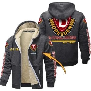 Dynamo Dresden Dicke Fleecejacke Herren, Fleecemantel mit Allover-Druck BDE74053125692 - Dunkelgrau